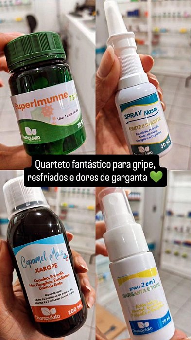 Kit Contra Gripes e Resfriados , 4 produtos ( composto super imune, xarope, spray para garganta e spray nasal)
