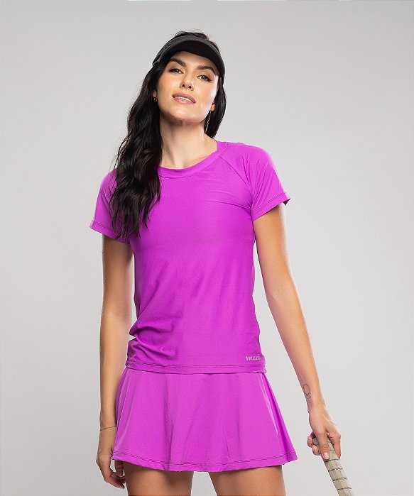 Blusa Raglan Manga Curta- Roxa