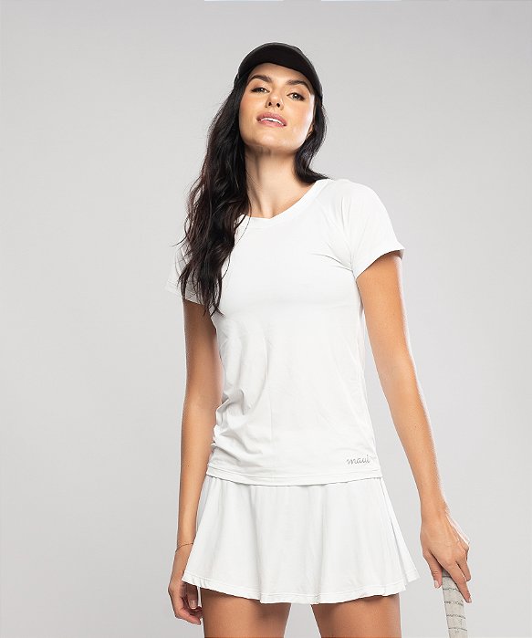 Blusa Raglan Manga Curta- Branca