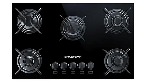 Cooktop 5 bocas Brastemp com grades piatina e acendimento automático BDD75AE - BIVOLT
