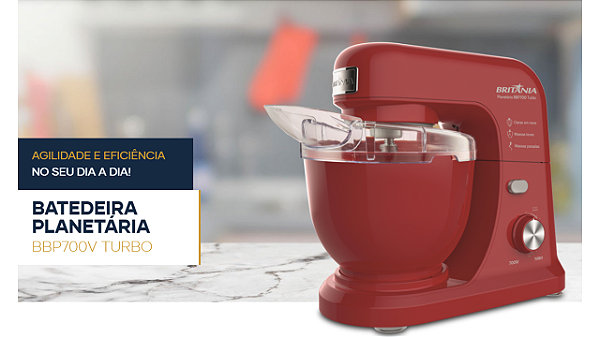 Batedeira Planetária Britânia BBP700V Turbo 700W 4L Vermelha – 127V