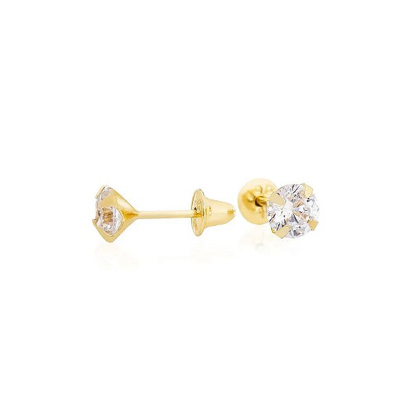 BRINCO PONTO DE LUZ OURO 18K 4 MM EM OURO 18K