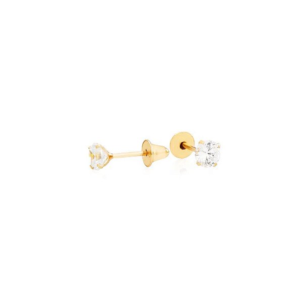 BRINCO PONTO DE LUZ OURO 18K 3 MM EM OURO 18K