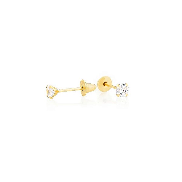 BRINCO PONTO DE LUZ OURO 18K 2,5 MM EM OURO 18K