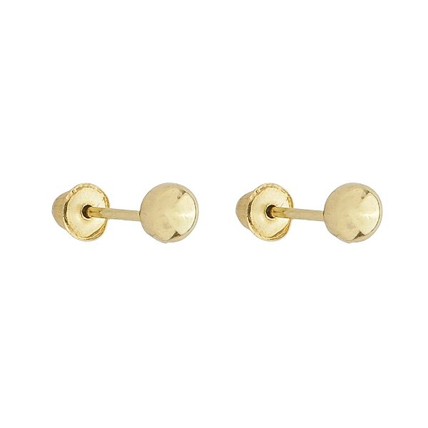 Brinco Bola 3mm Infantil E Recém-nascido Ouro 18k