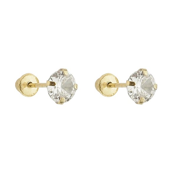 Brinco Ponto De Luz Infantil Recém-nascido 4mm Ouro 18k