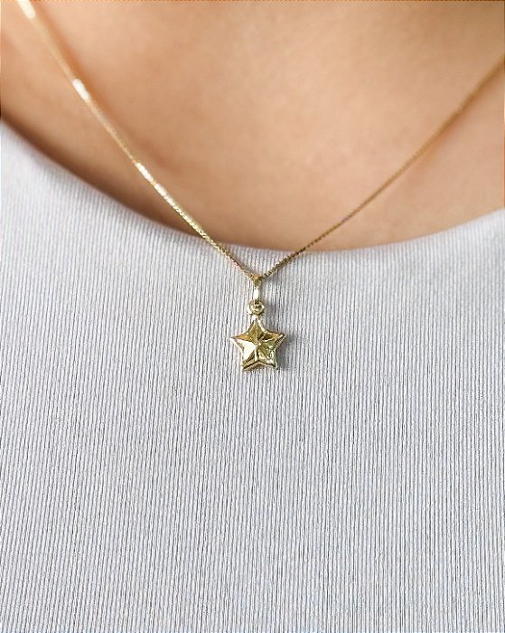 Pingente Estrela 12 mm Em Ouro