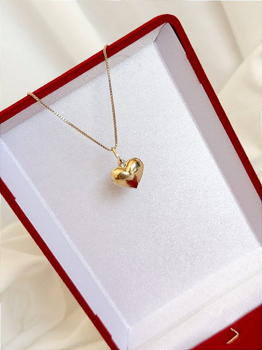 Pingente Coração 14 MM Em Ouro Polido