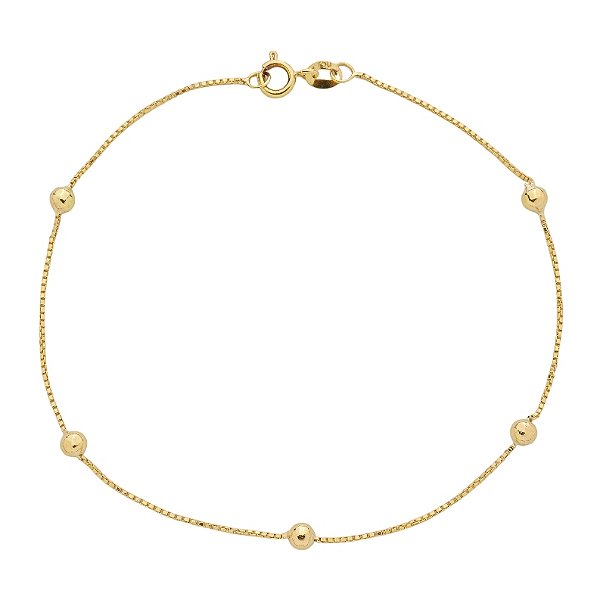 Pulseira Em Ouro Veneziana Com Bola 3mm 10k