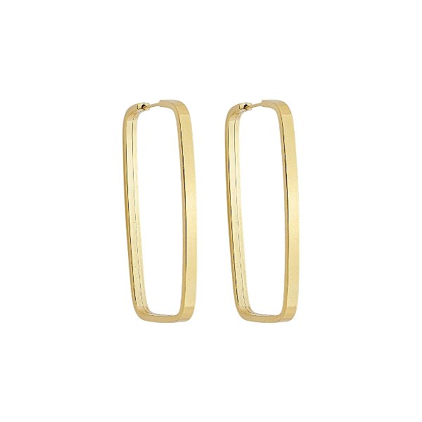 BRINCO EM OURO CHATO RETANGULAR 30 MM