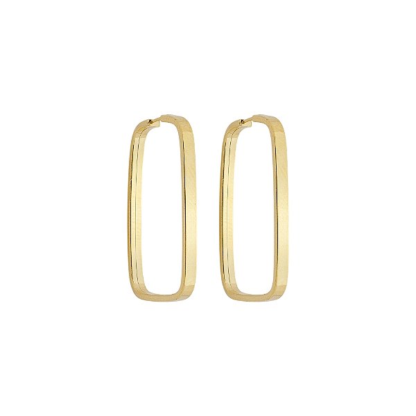 BRINCO EM OURO CHATO RETANGULAR 25 MM