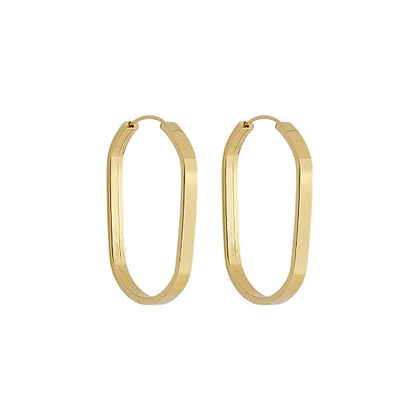 BRINCO EM OURO CHATO RETANGULAR REDONDO 28 MM