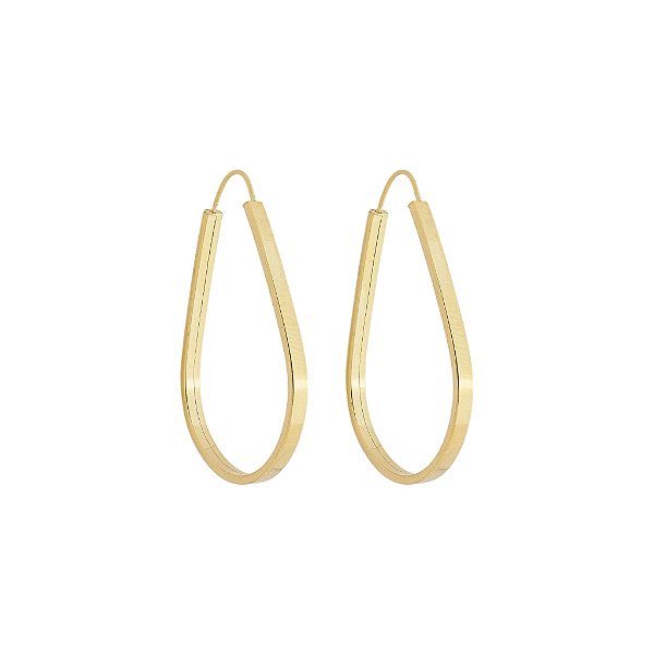 BRINCO EM OURO CHATO GOTA 30 MM