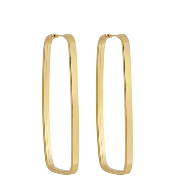 BRINCO EM OURO CHATO RETANGULAR 36 MM