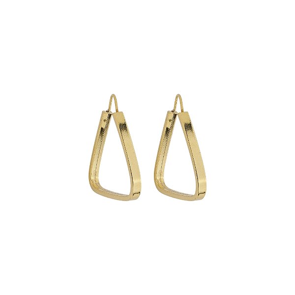 BRINCO EM OURO CHATO TRIANGULAR INVERTIDO 19 MM