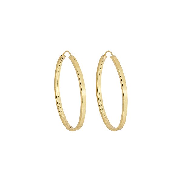 BRINCO EM OURO CHATO OVAL 30 MM