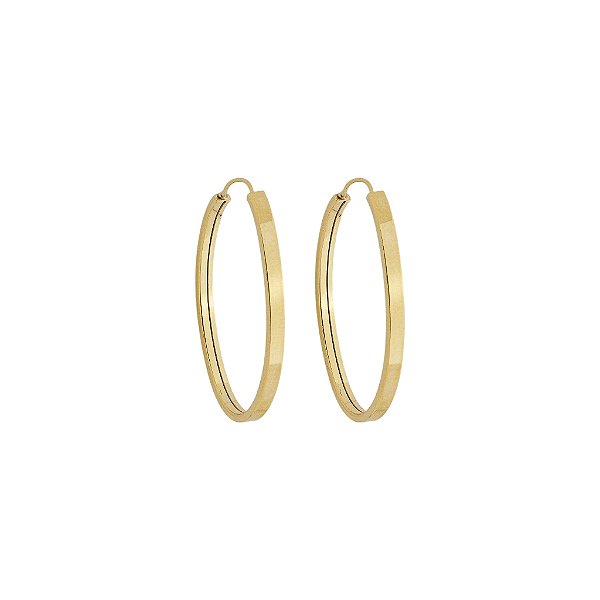 BRINCO EM OURO CHATO OVAL 25 MM