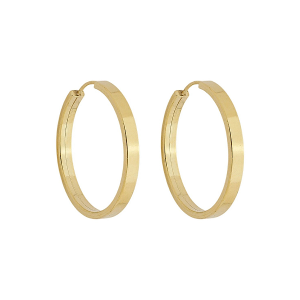 Brinco Em Ouro Argola Chato 17mm