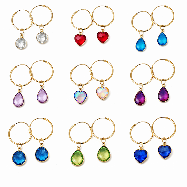 KIT BRINCO ARGOLA 14MM COM PINGENTE PONTO DE LUZ 5MM EM OURO