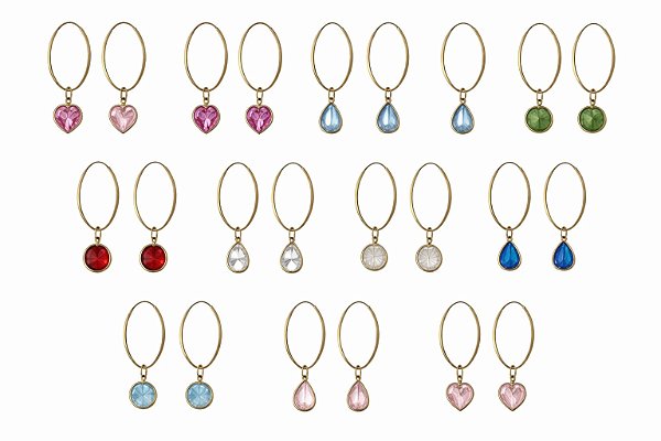 KIT BRINCO OVAL 21MM COM PINGENTE PONTO DE LUZ 5MM