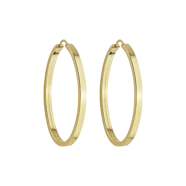 Brinco Em Ouro Chato Oval 21mm