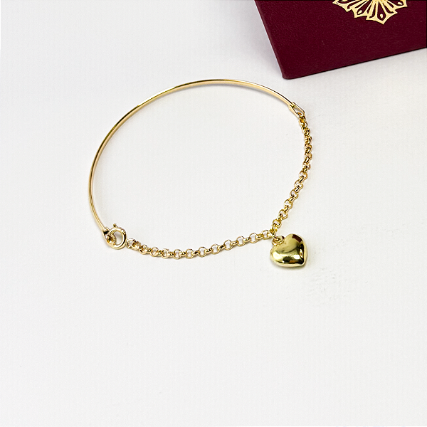 Bracelete Berloques Amendoa 2 Mm Em Ouro 19 Cm Dourado 6.5 Cm 19 Cm