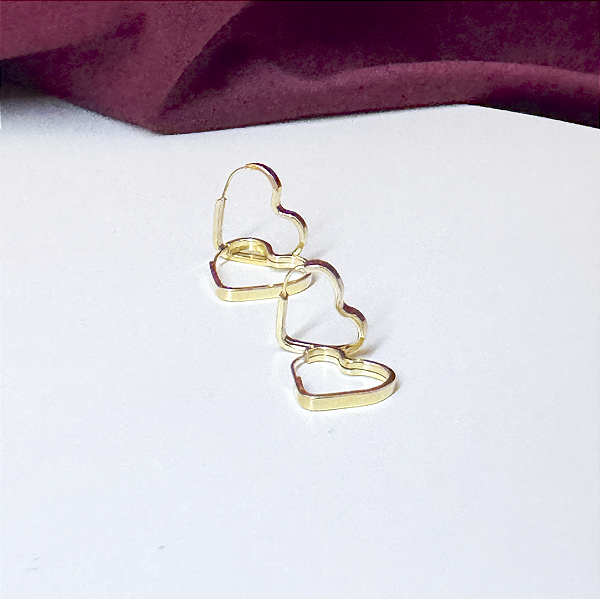 Conjunto Mãe E Filha Brinco Coração Chato 12mm E 16mm