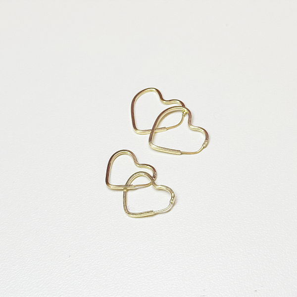 Conjunto Mãe E Filha Brinco Coração 12mm E 16mm Dourado