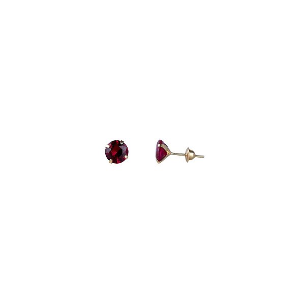Brinco com Tarraxa Ponto de Luz Zircônia Rosa 5mm em Ouro 18k