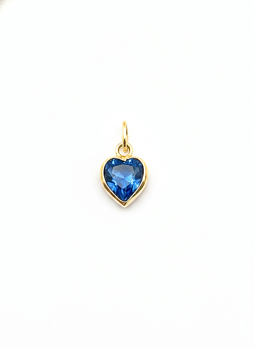 Pingente Coração Ponto de Luz Zircônia Azul 5mm
