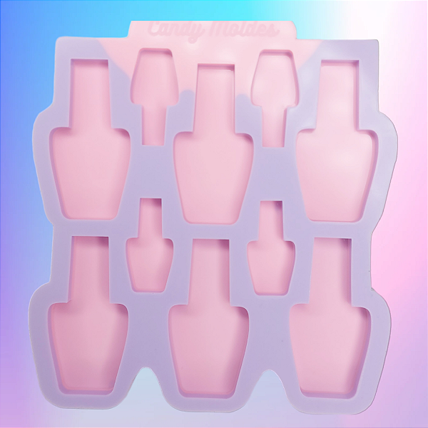 Molde de silicone com 10 cavidades esmalte 2 tamanhos