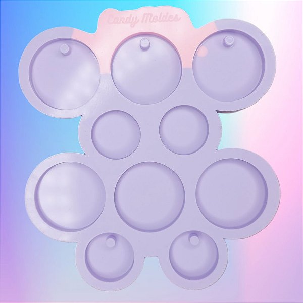 Molde de silicone círculo com 10 cavidades com 2 tamanhos