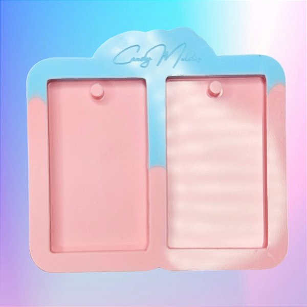 BAZAR - Molde de Silicone Duplo Placa Retângulo Com Furo Chaveiro Foto