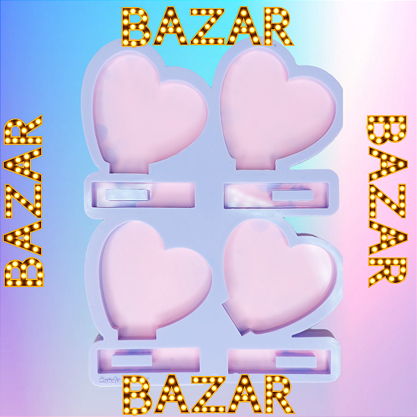 BAZAR - Molde de Silicone Coração com Base (5,7cm)