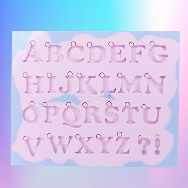 BAZAR - Molde de Silicone Mini Alfabeto Com Furo 1,5cm