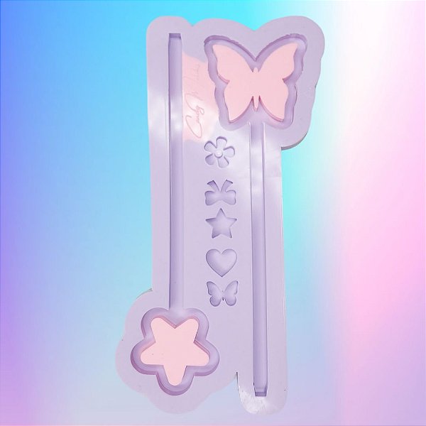 Molde de Silicone Caneta Vazada Super Slim Estrela Borboleta