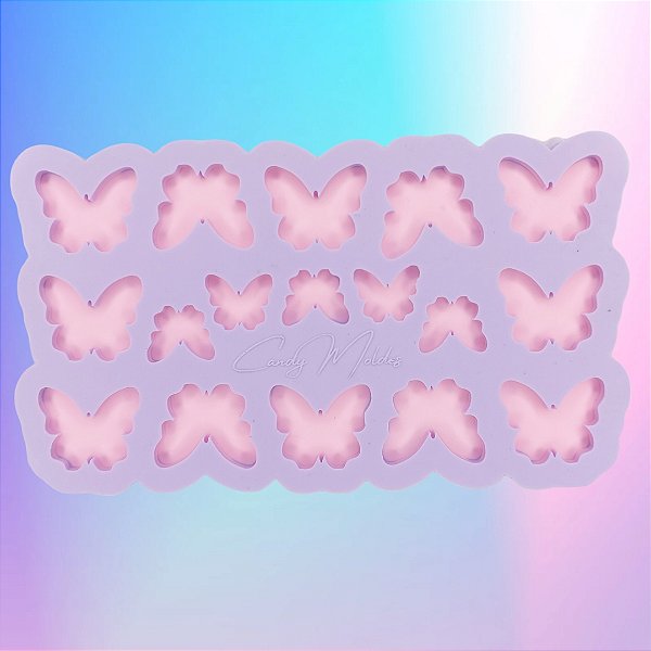 BAZAR - Molde de Silicone Borboletas 17 Cavidades 2 tamanhos