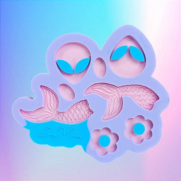 Molde de Silicone Pingentes Brincos II 6 cavidades