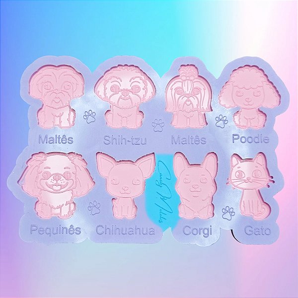 Molde de Silicone Animais Paleta III Cachorros 8 Cavidades
