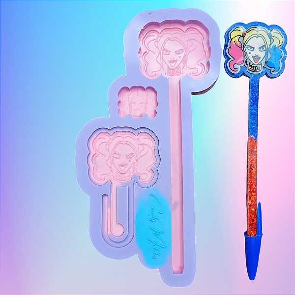 Molde de Silicone Caneta Arlequina Baby - Pingente - Clips- Super Slim