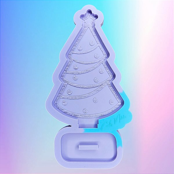 Molde de Silicone Árvore de Natal 15cm Detalhes Gravados