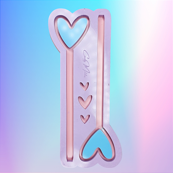 Molde de Silicone Caneta Coração Vazado Super Slim