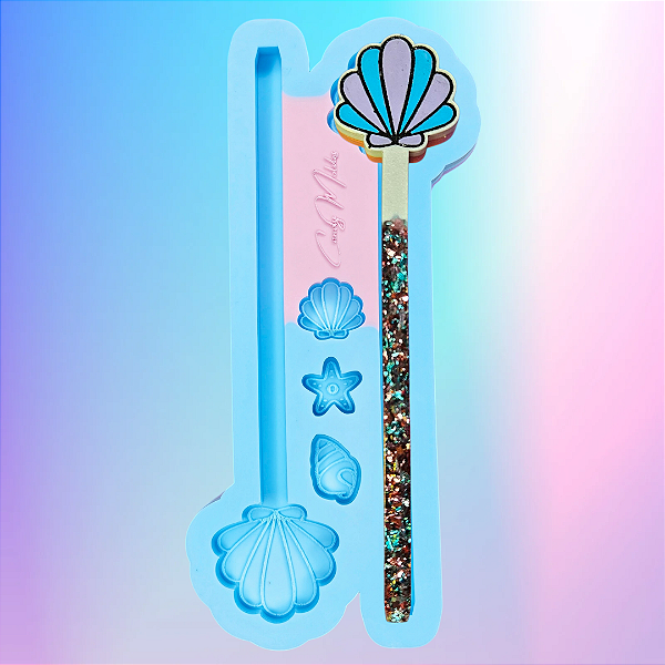 Molde de Silicone Caneta Concha 2 Cavidades Super Slim