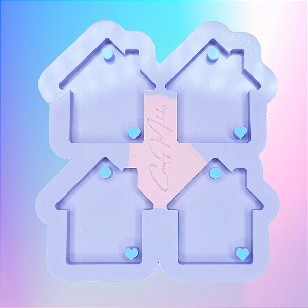 BAZAR - Molde de Silicone Casa 4 Cavidades Com Furo