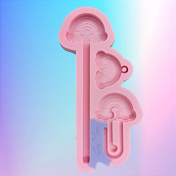 Molde de Silicone Caneta Arco íris - Pingente - Clips- Super Slim