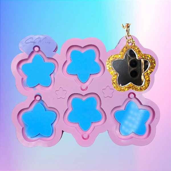Molde de Silicone Estrela Mini espelho 4cm - 6 Cavidades