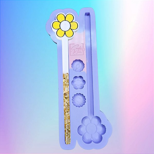 Molde de Silicone Caneta Super Slim - Flor I