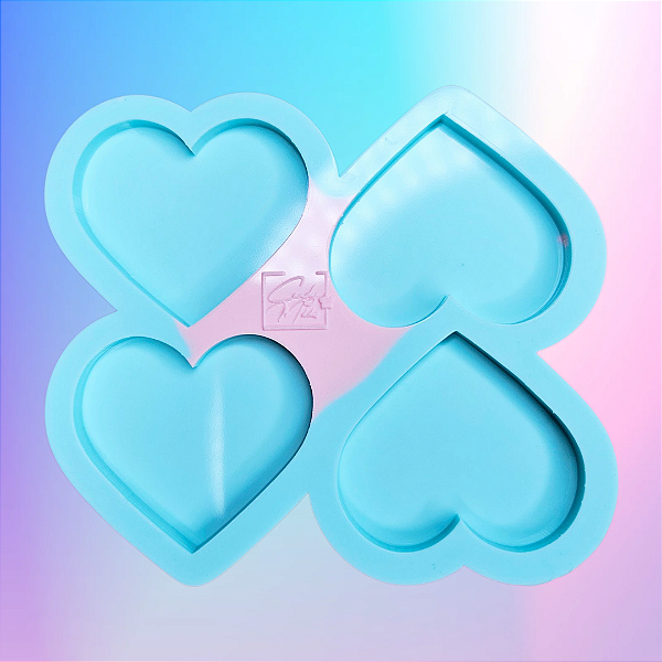 BAZAR - Molde de Silicone Coração 5cm - 4 Cavidades