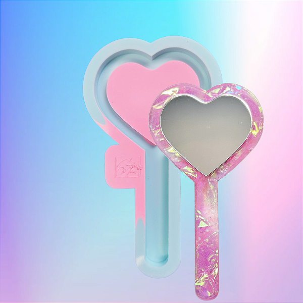 Molde de Silicone Espelho Coração Pequeno 14cm