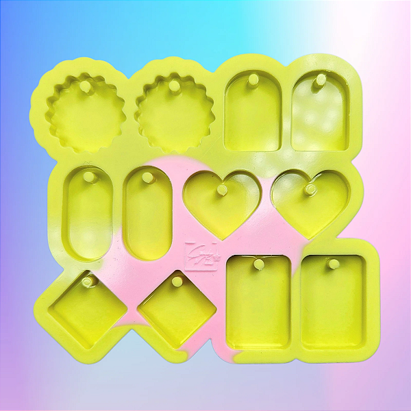 Molde de silicone Modelo II - 12 cavidades pingentes 2,5cm a 3,0cm